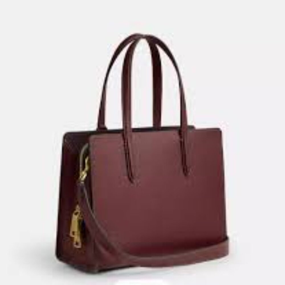 #159 - NWT, Coach Polished Pebble Leather Carter Carryall 28 Wine - Picture 4 of 11